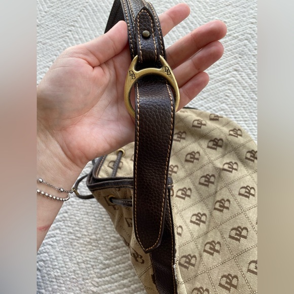 Vintage Dooney & Bourke Original Classic Brown and Tan Bucket Drawstring Purse - Picture 9 of 13